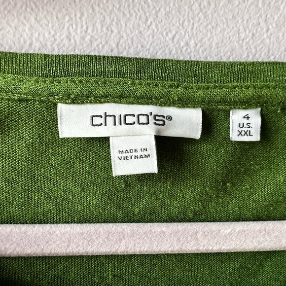 Chico’s Green Rouched Sleeve Top Size XXL - Picture 6 of 9